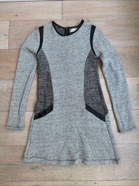 Abercrombie & Fitch Gray and Black Long-Sleeve Mini Dress